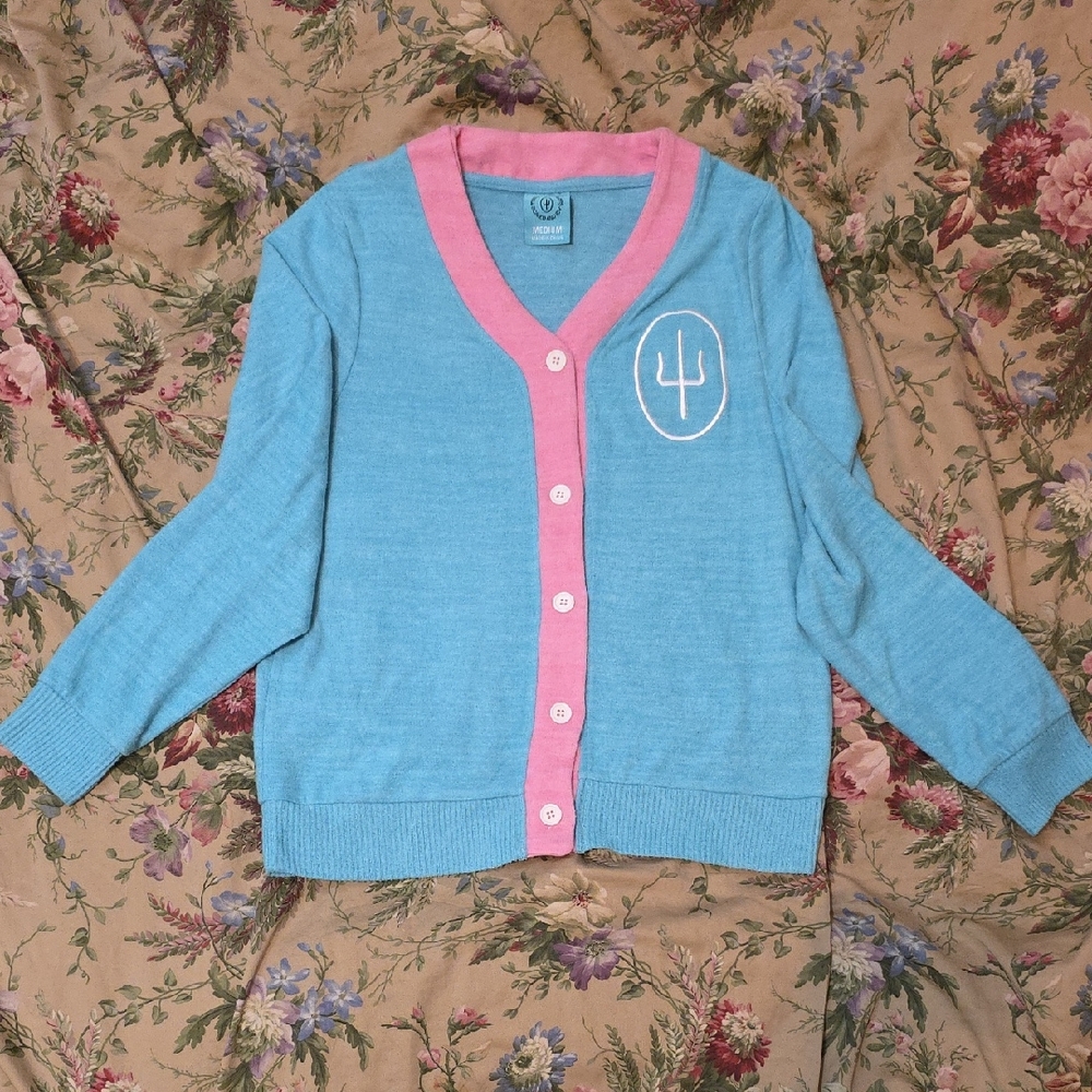 Twenty One Pilots Scaled And Icy Blue and Pink Cardigan with Embroidered Logo
